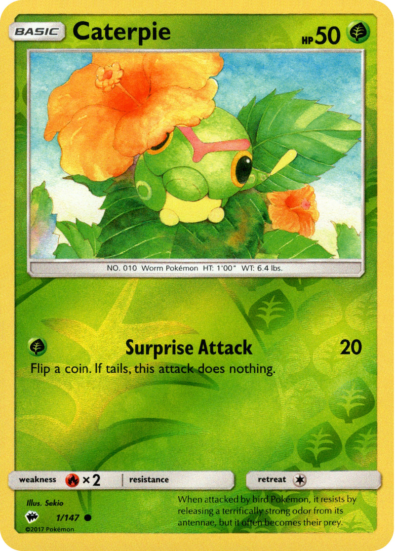 Caterpie - 1/147 - Burning Shadows - Reverse Holo - Card Cavern