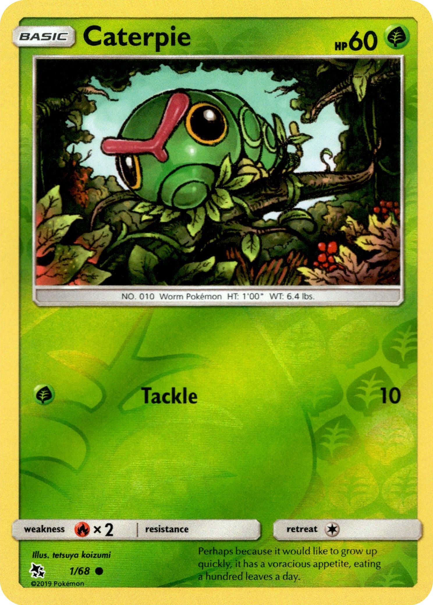 Caterpie - 1/68 - Hidden Fates - Reverse Holo - Card Cavern