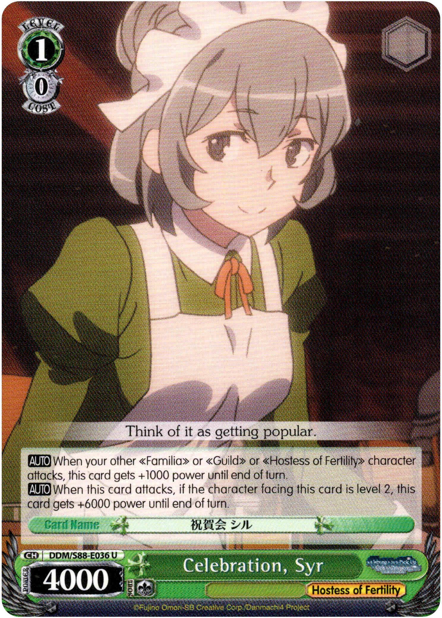 Celebration, Syr - DDM/S88-E036 U - Is it Wrong to Try to Pick Up Girls in a Dungeon? - Card Cavern