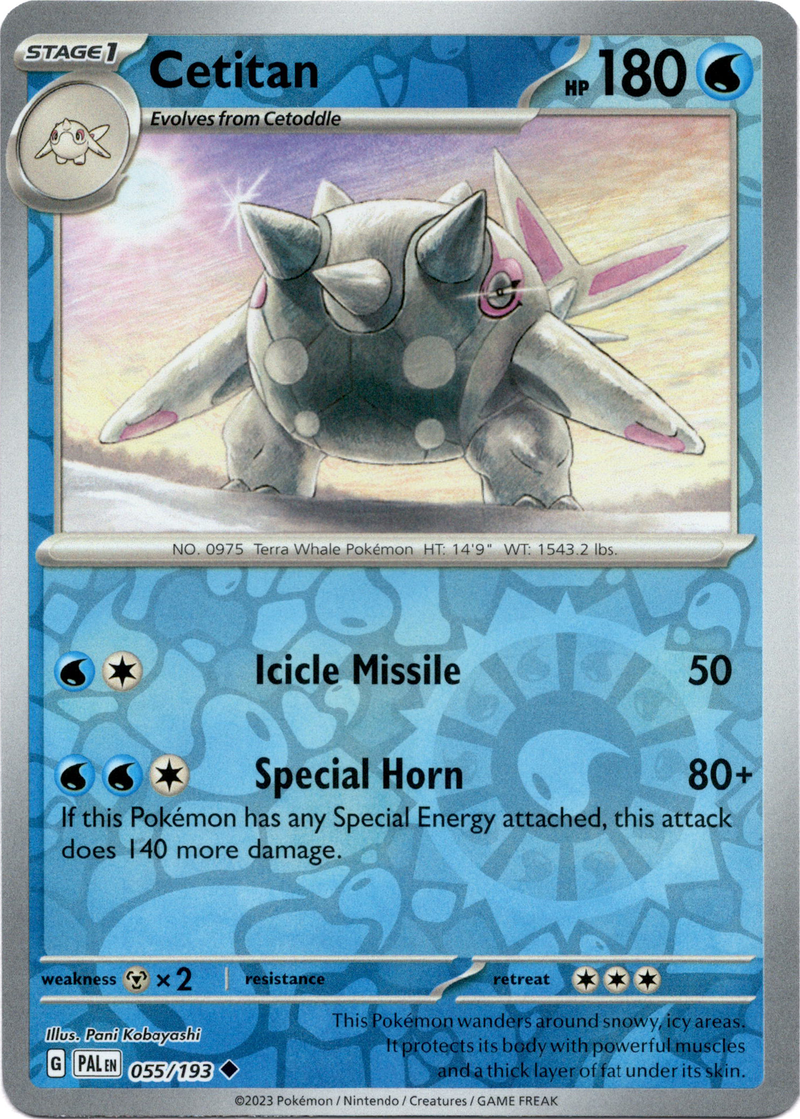 cetitan pokemon card holographic Pokemon Trading Card Game Paldea Evolved Uncommon Cetitan #55