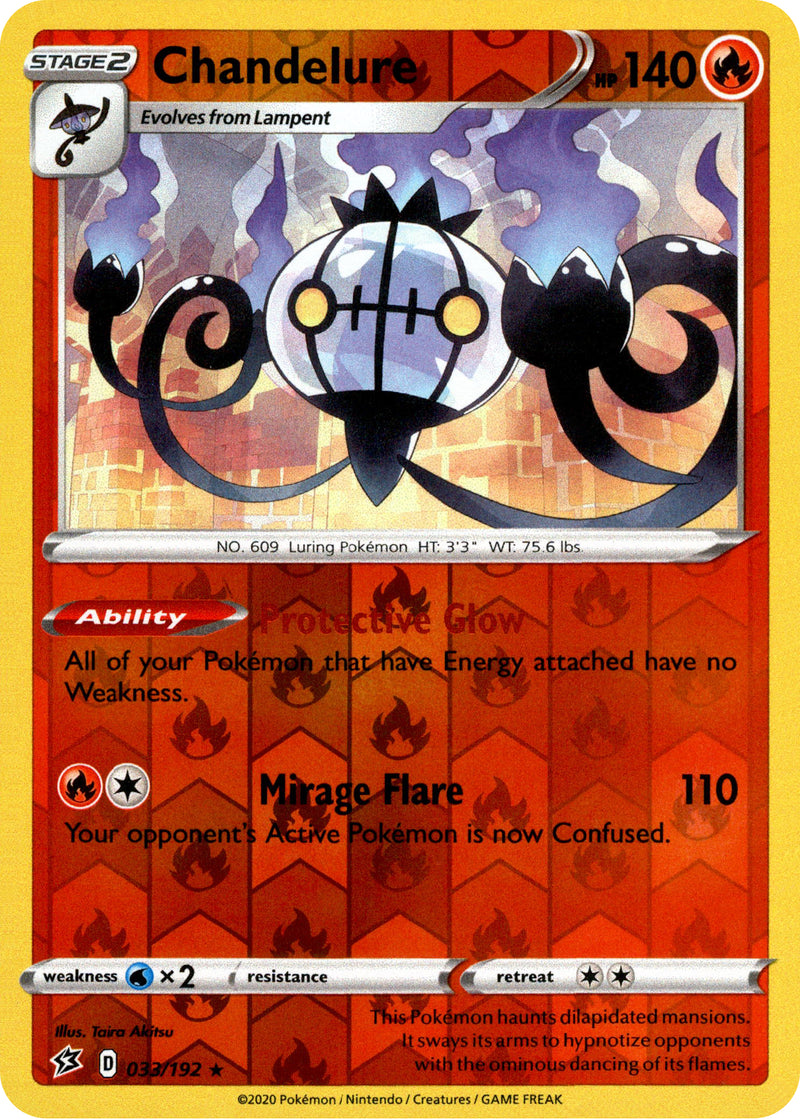Chandelure - 33/192 - Rebel Clash - Reverse Holo Card Cavern Trading Cards, LLC Chandelure - 33/192 - Rebel Clash - Reverse Holo Card Cavern Trading Cards, LLC