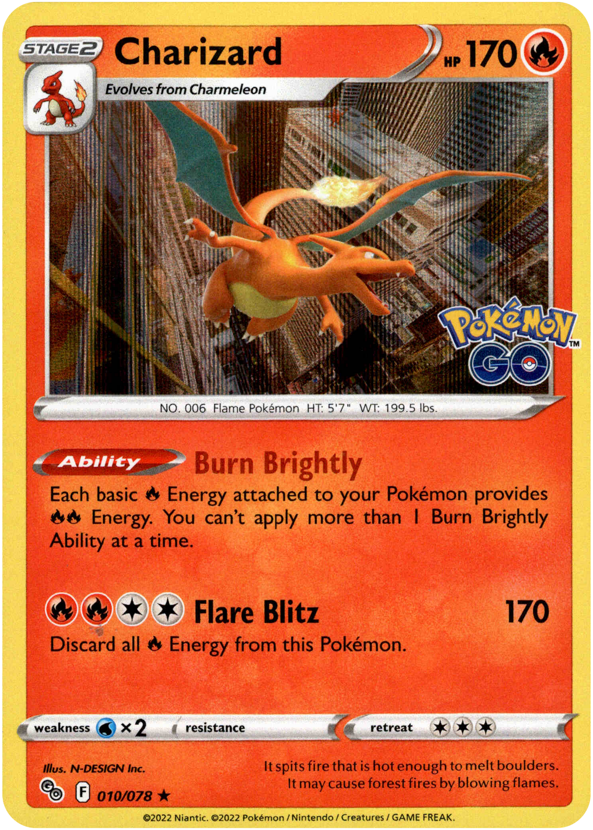 Charizard - 010/078 - Pokemon Go - Holo - Card Cavern