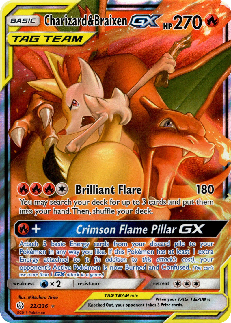 Charizard & Braixen GX - 22/236 - Cosmic Eclipse - Holo - Card Cavern