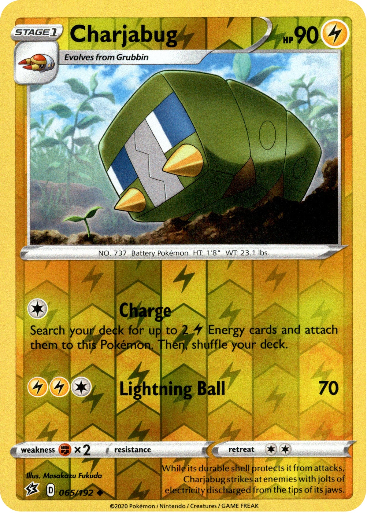 Charjabug - 65/192 - Rebel Clash - Reverse Holo - Card Cavern