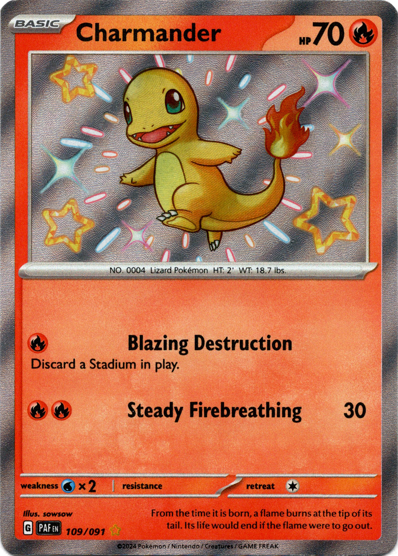 Charmander - 109/091 - Paldean Fates - Holo Card Cavern Trading Cards, LLC Charmander - 109/091 - Paldean Fates - Holo Card Cavern Trading Cards, LLC