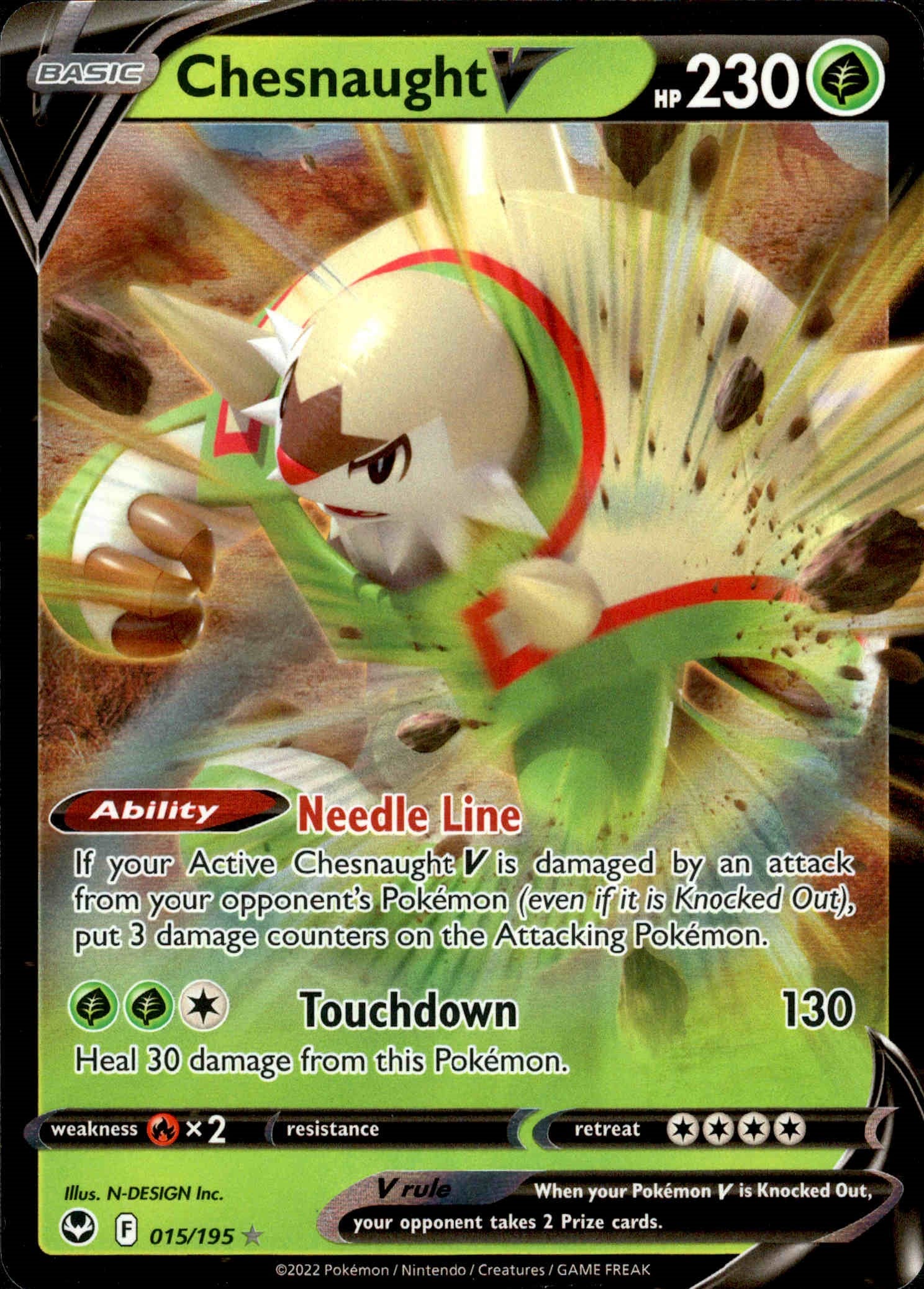 Chesnaught V - 015/195 - Silver Tempest - Holo - Card Cavern