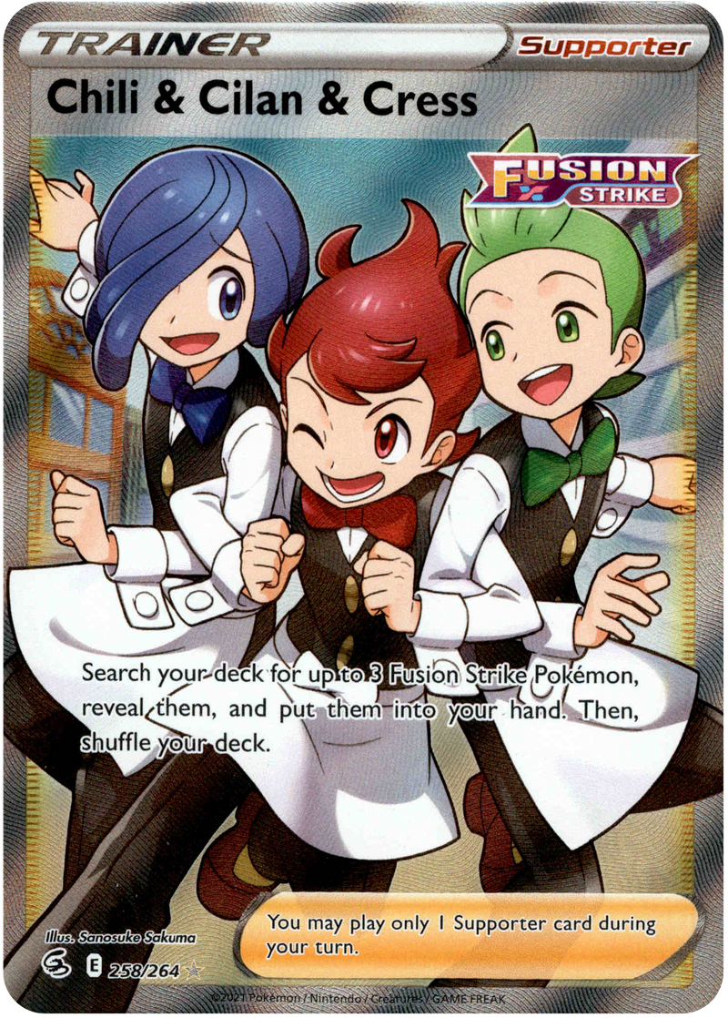 pokemon fusion strike cards Chili & Cilan & Cress Full Art - 258/264