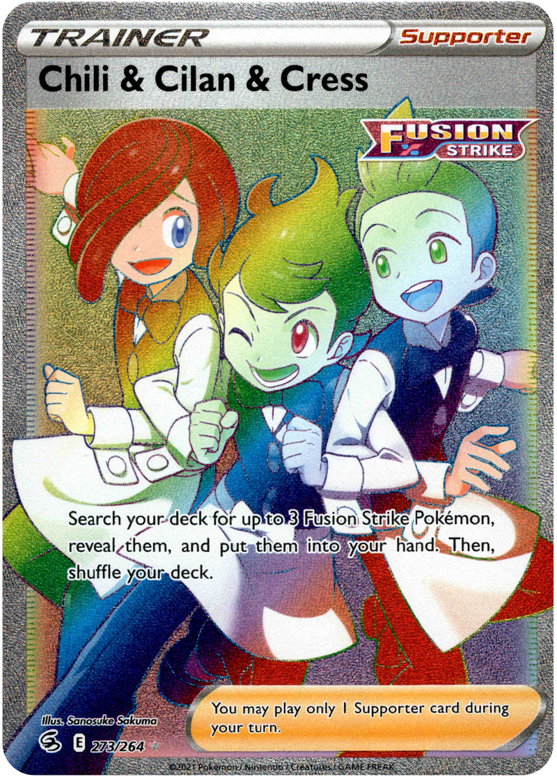 Chili & Cilan & Cress Hyper Rare - 273/264 - Fusion Strike - Holo - Card Cavern