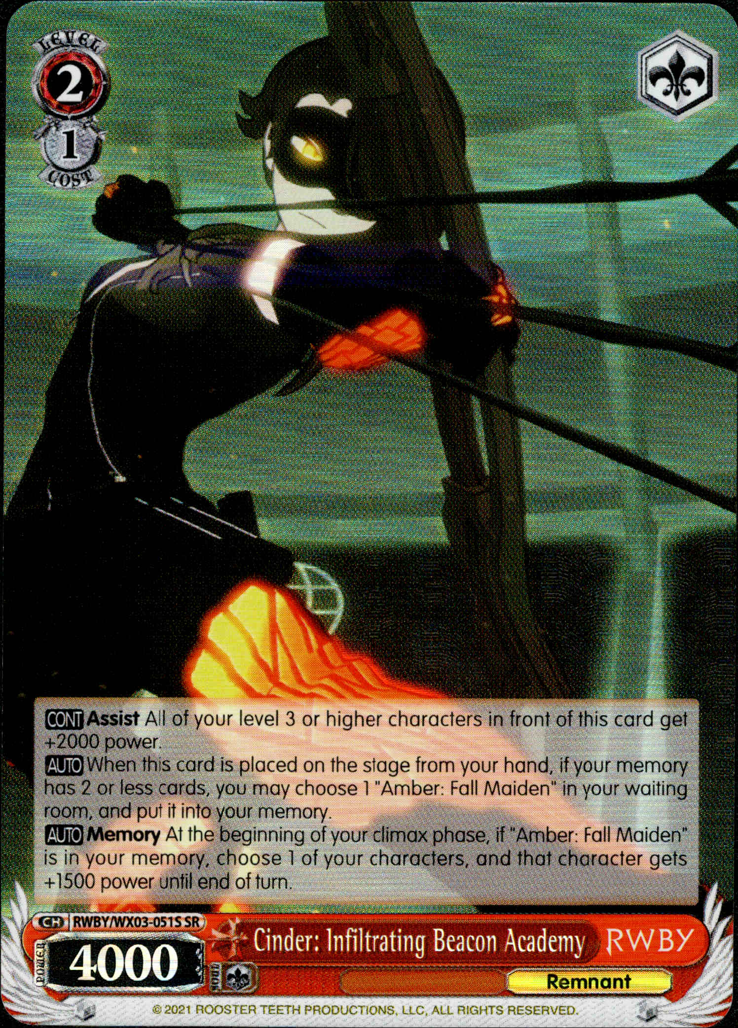 Cinder: Infiltrating Beacon Academy - RWBY/WX03-051S - RWBY - Card Cavern