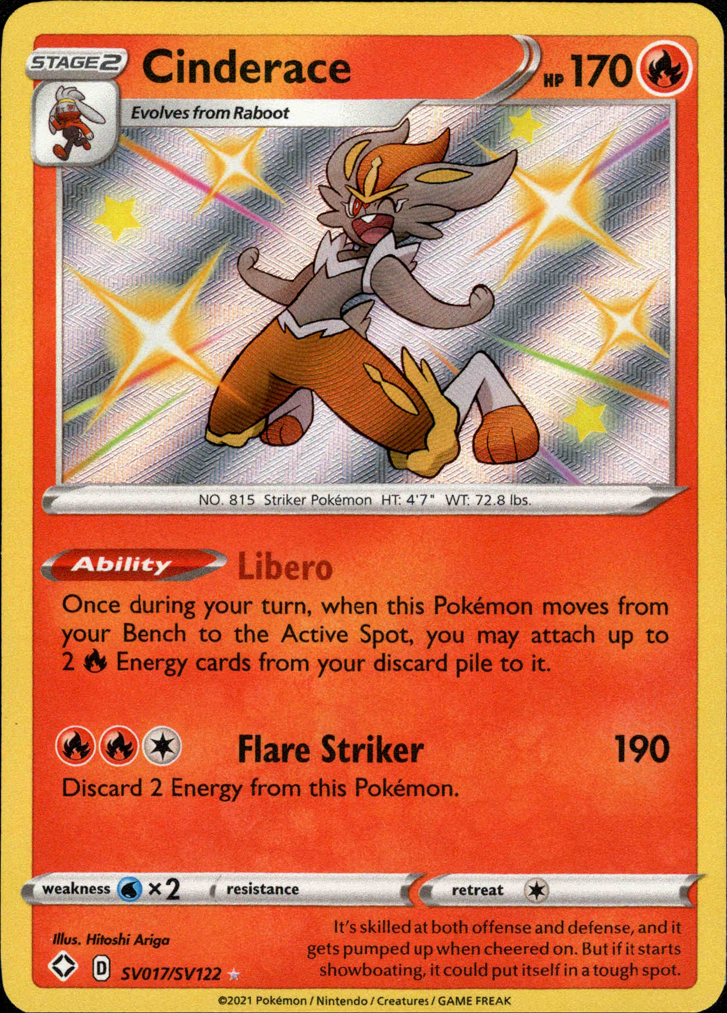 Cinderace - SV017/SV122 - Shining Fates - Holo - Card Cavern