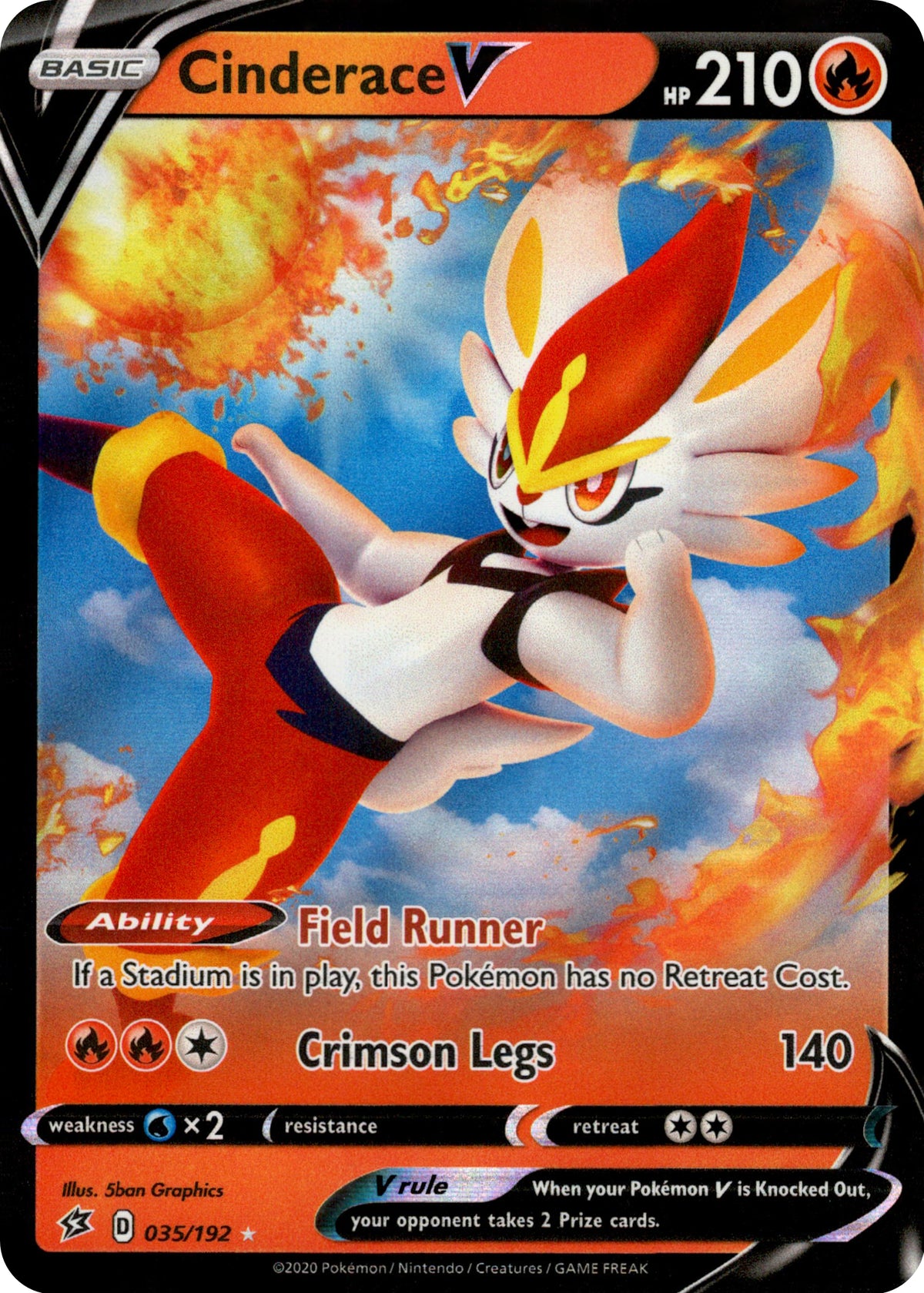 Cinderace V - 35/192 - Rebel Clash - Holo - Card Cavern