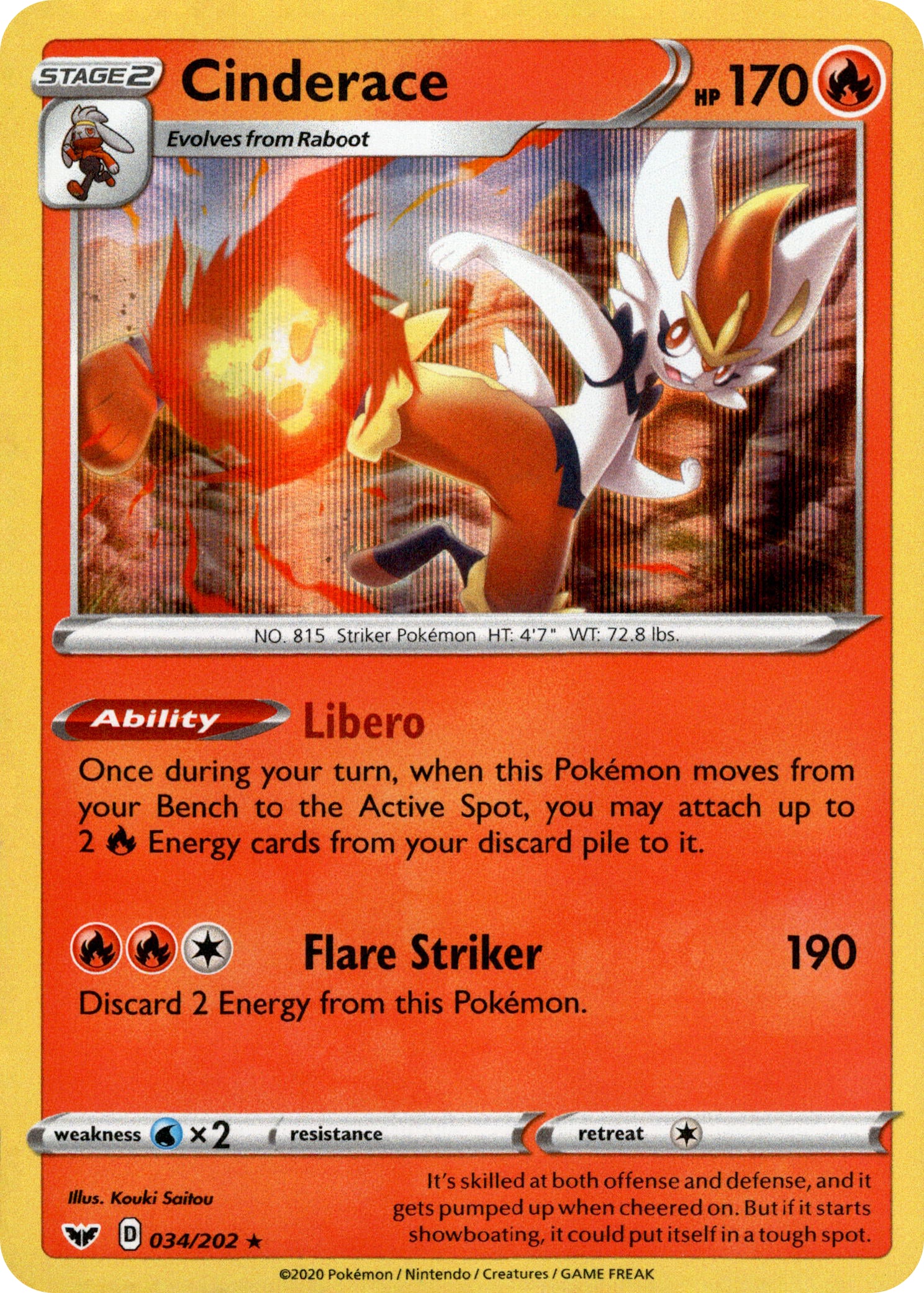 Cinderace - 34/202 - Sword & Shield - Holo - Card Cavern