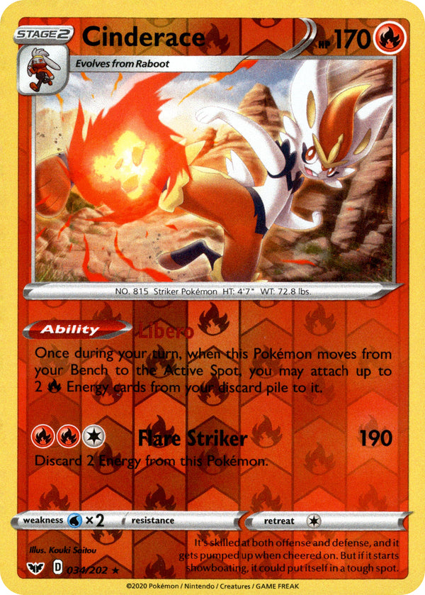 Cinderace - 34/202 - Sword & Shield - Reverse Holo – Card Cavern
