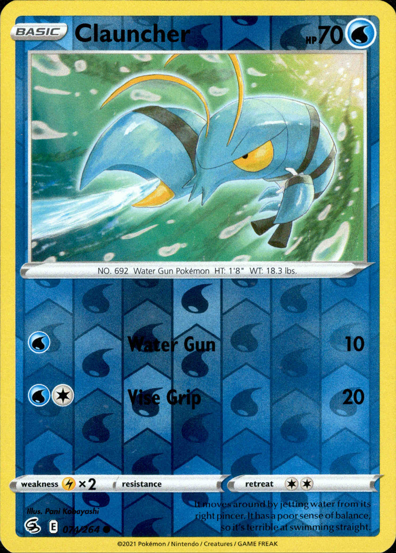 shiny clauncher pokemon card Clauncher - 074/264 - Fusion Strike