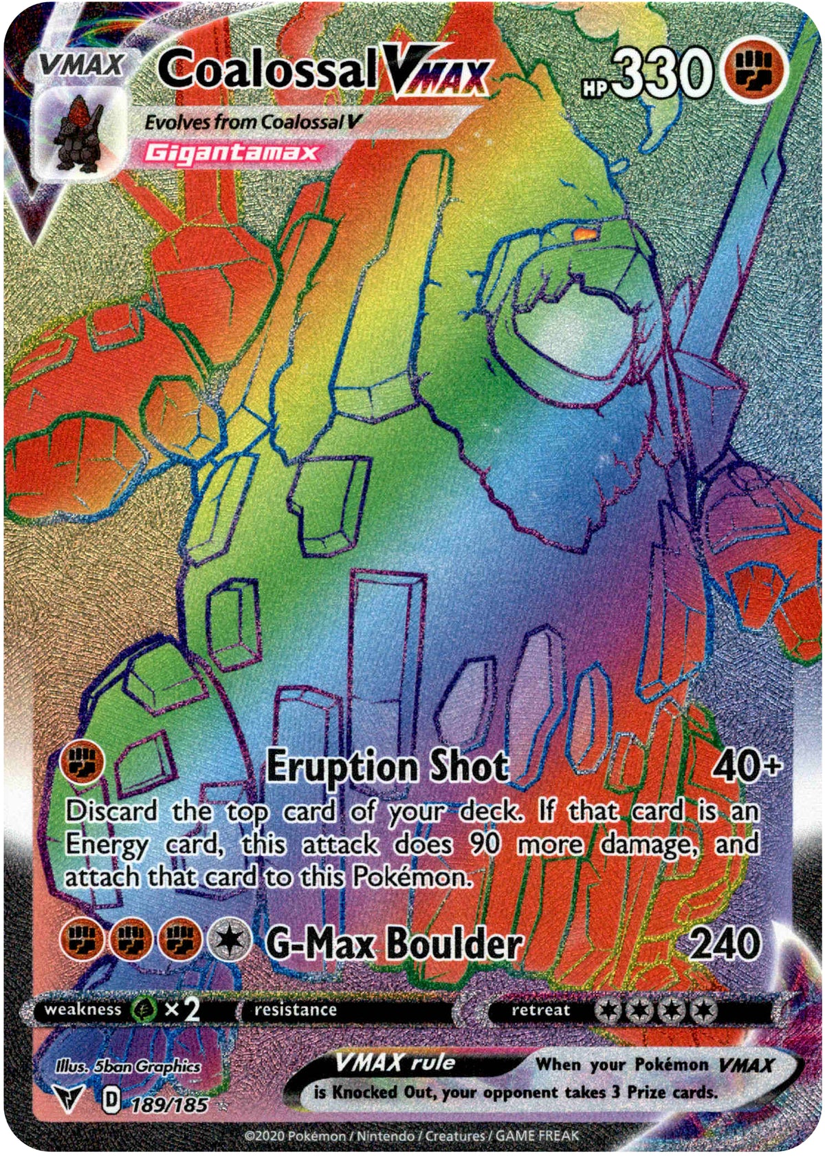 Coalossal VMAX Hyper Rare - 189/185 - Vivid Voltage - Holo - Card Cavern