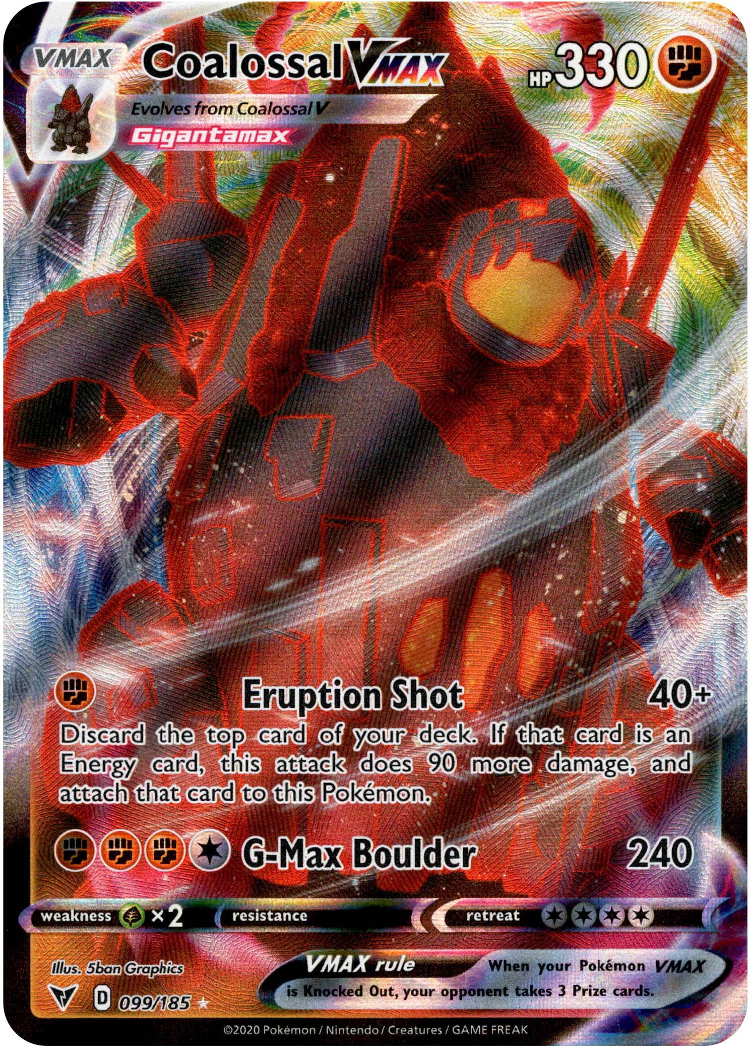 Coalossal VMAX - 099/185 - Vivid Voltage - Holo - Card Cavern