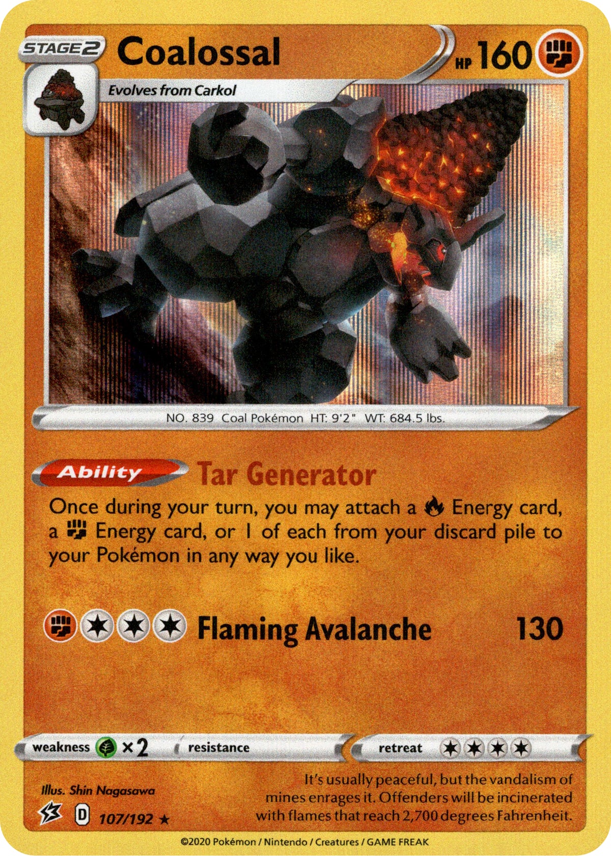 Coalossal - 107/192 - Rebel Clash - Holo - Card Cavern