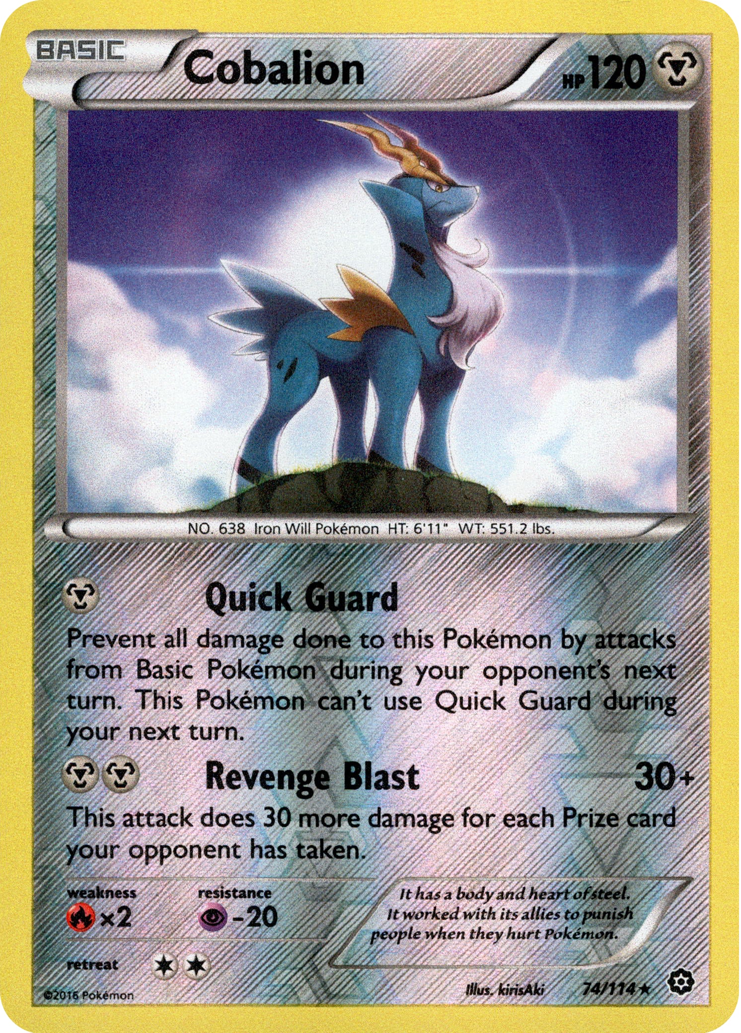 Cobalion - 74/114 - Steam Siege - Reverse Holo - Card Cavern