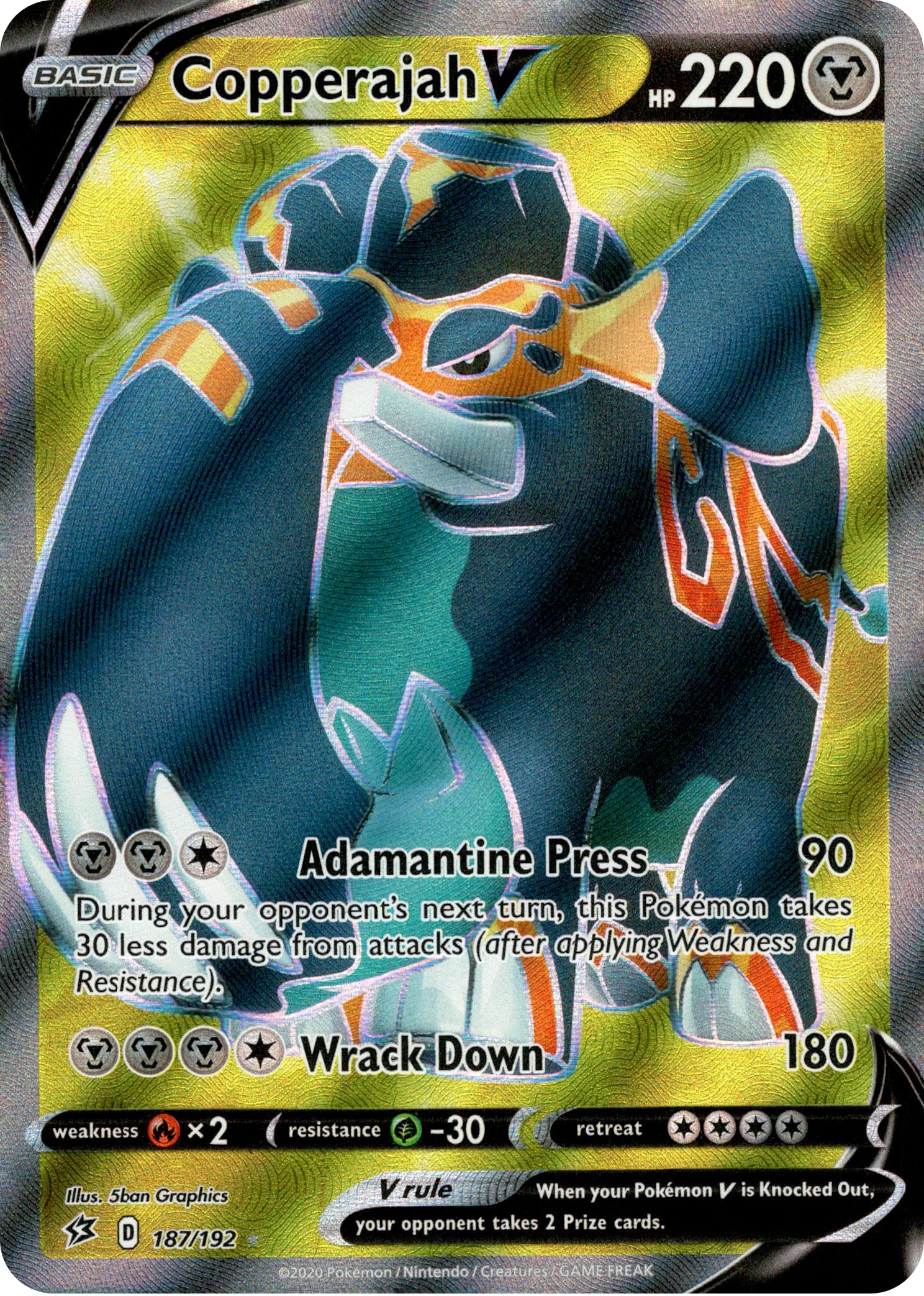 Copperajah V Full Art - 187/192 - Rebel Clash - Holo - Card Cavern