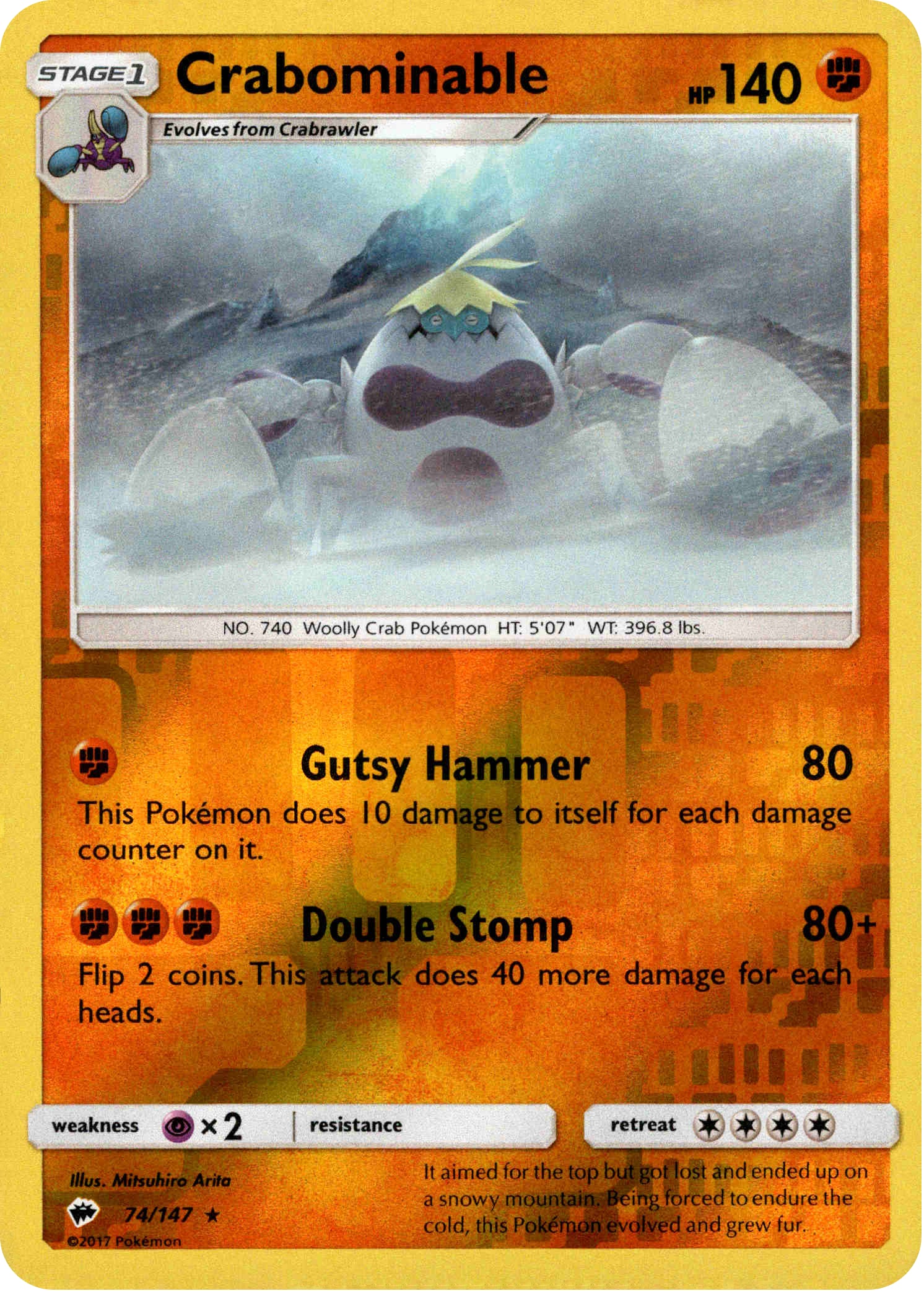 Crabominable - 74/147 - Burning Shadows - Reverse Holo - Card Cavern