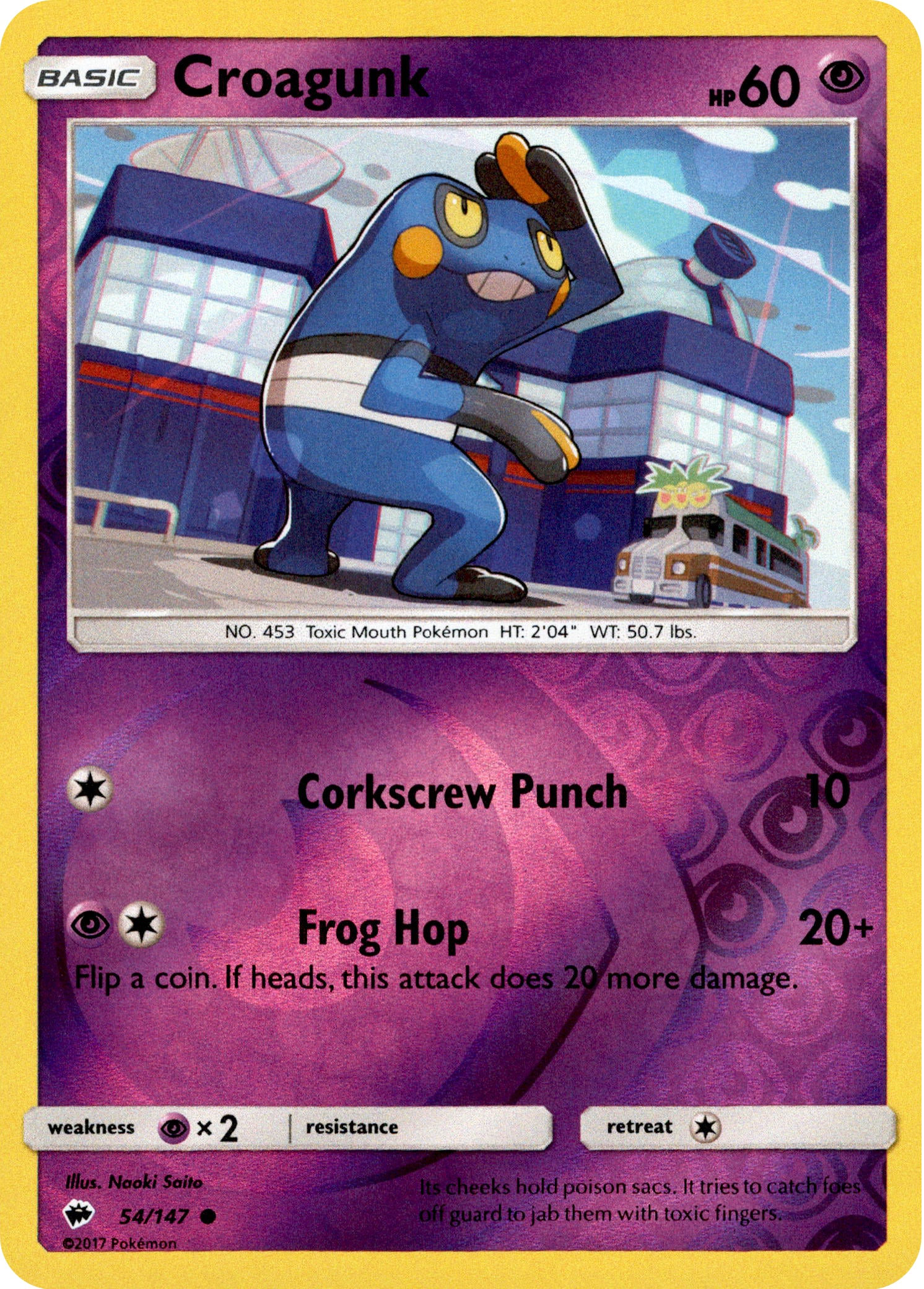 Croagunk - 54/147 - Burning Shadows - Reverse Holo - Card Cavern