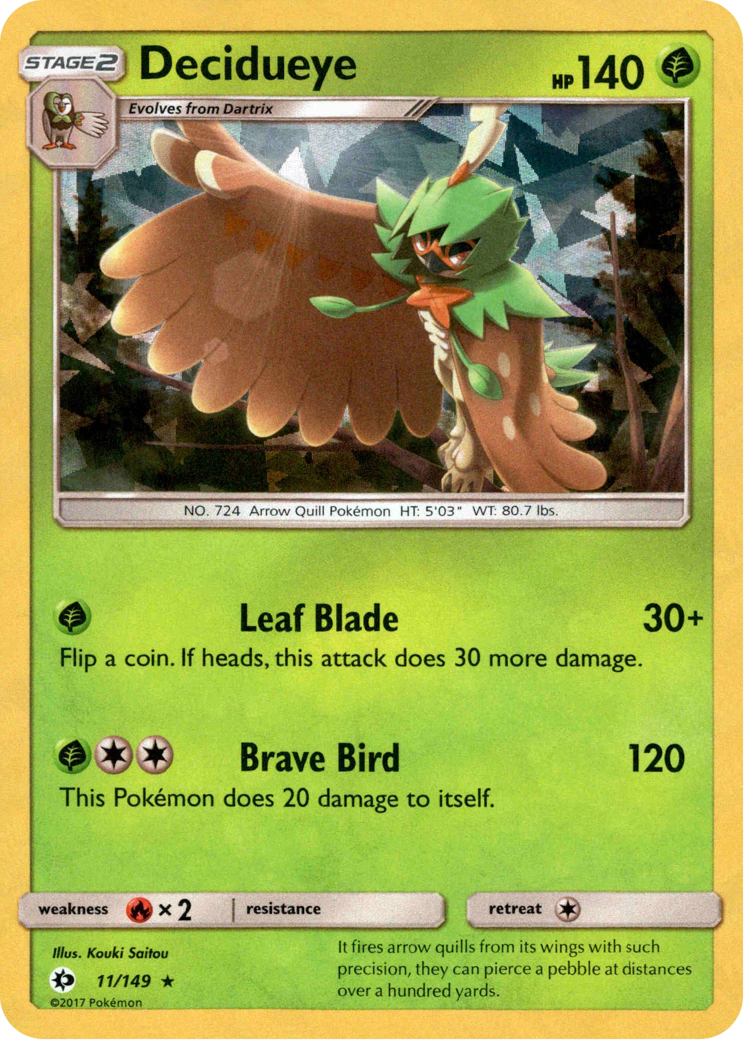 Decidueye - 11/149 - Theme Deck Exclusive - Shatter Holo - Card Cavern