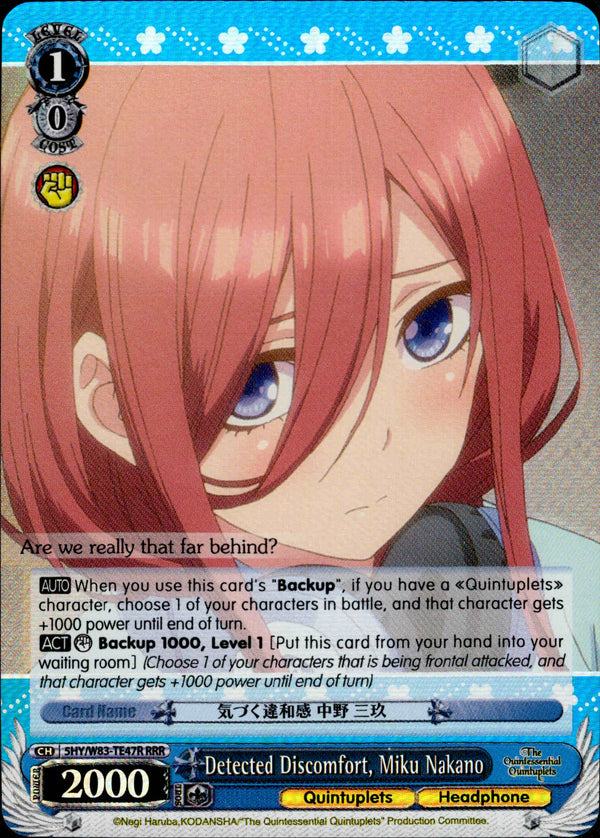 Detected Discomfort, Miku Nakano - 5HY/W83-TE47R- The Quintessential Quintuplets - Card Cavern