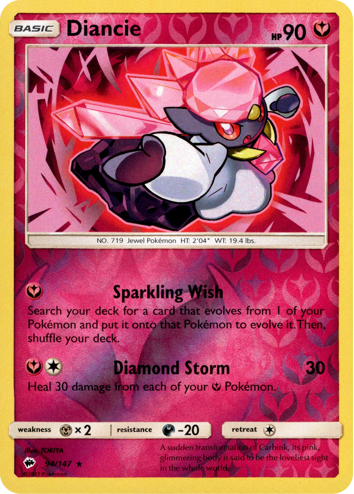 Diancie - 94/147 - Burning Shadows - Reverse Holo - Card Cavern