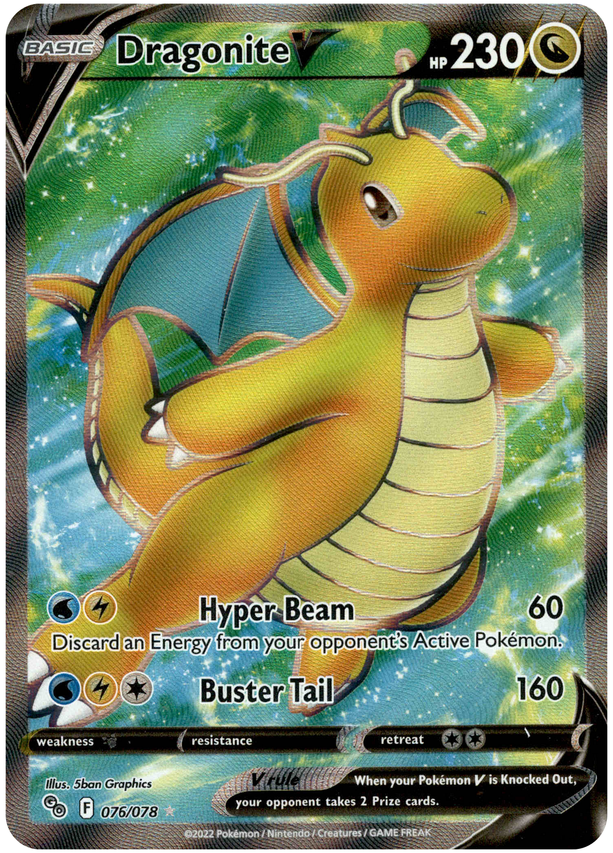 Dragonite V Full Art - 076/078 - Pokemon Go - Holo - Card Cavern