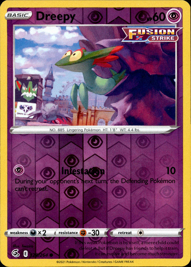 Dreepy - 128/264 - Fusion Strike - Reverse Holo Card Cavern Trading Cards, LLC Dreepy - 128/264 - Fusion Strike - Reverse Holo Card Cavern Trading Cards, LLC
