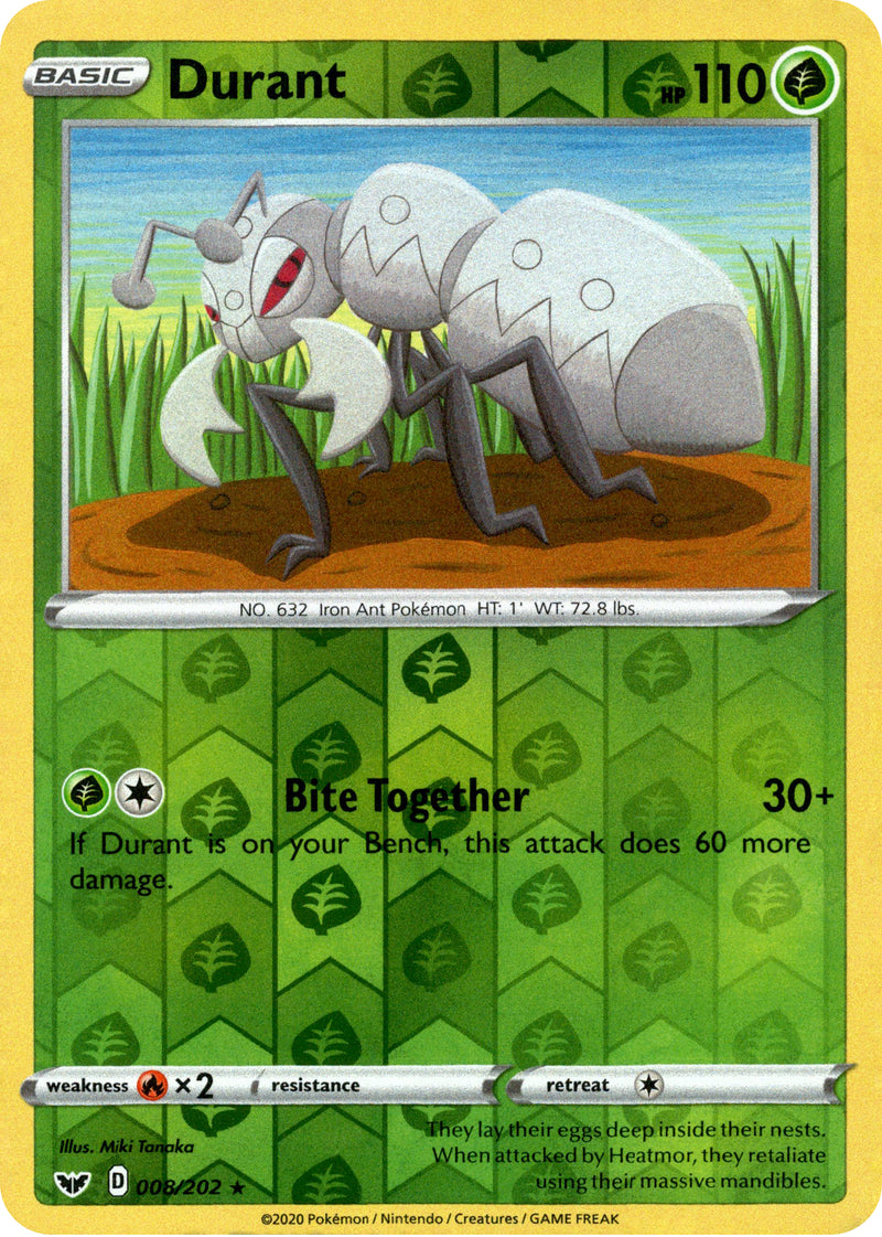 Durant - 8/202 - Sword & Shield - Reverse Holo Card Cavern Trading Cards, LLC Durant - 8/202 - Sword & Shield - Reverse Holo Card Cavern Trading Cards, LLC