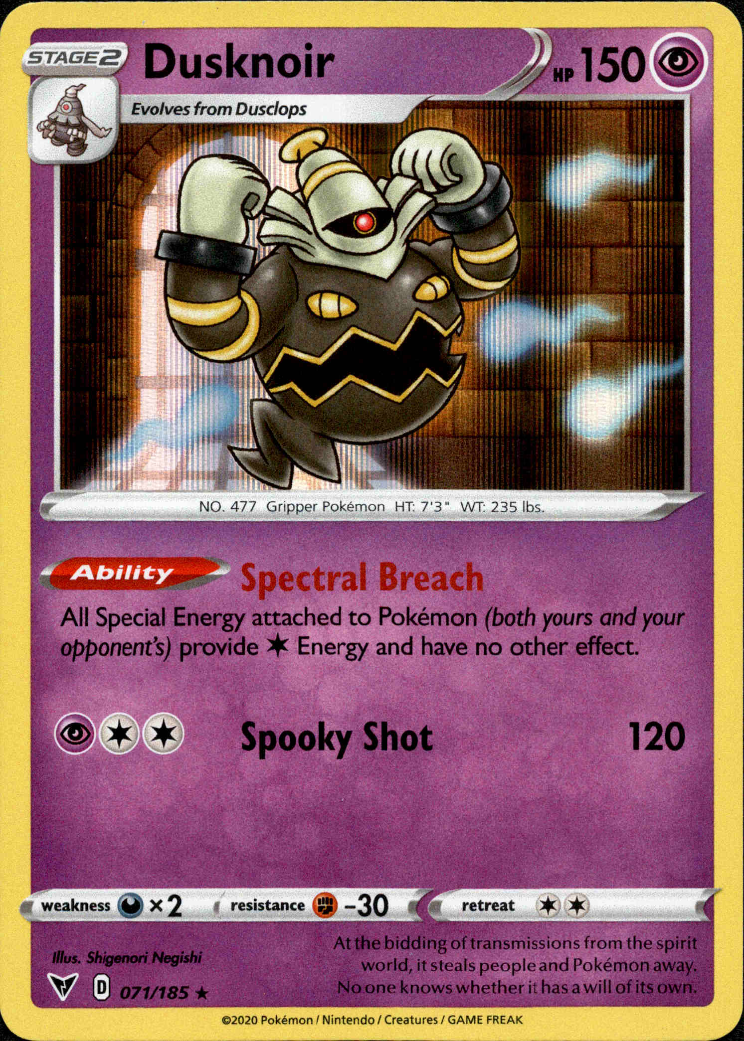 Dusknoir - 071/185 - Vivid Voltage - Holo - Card Cavern
