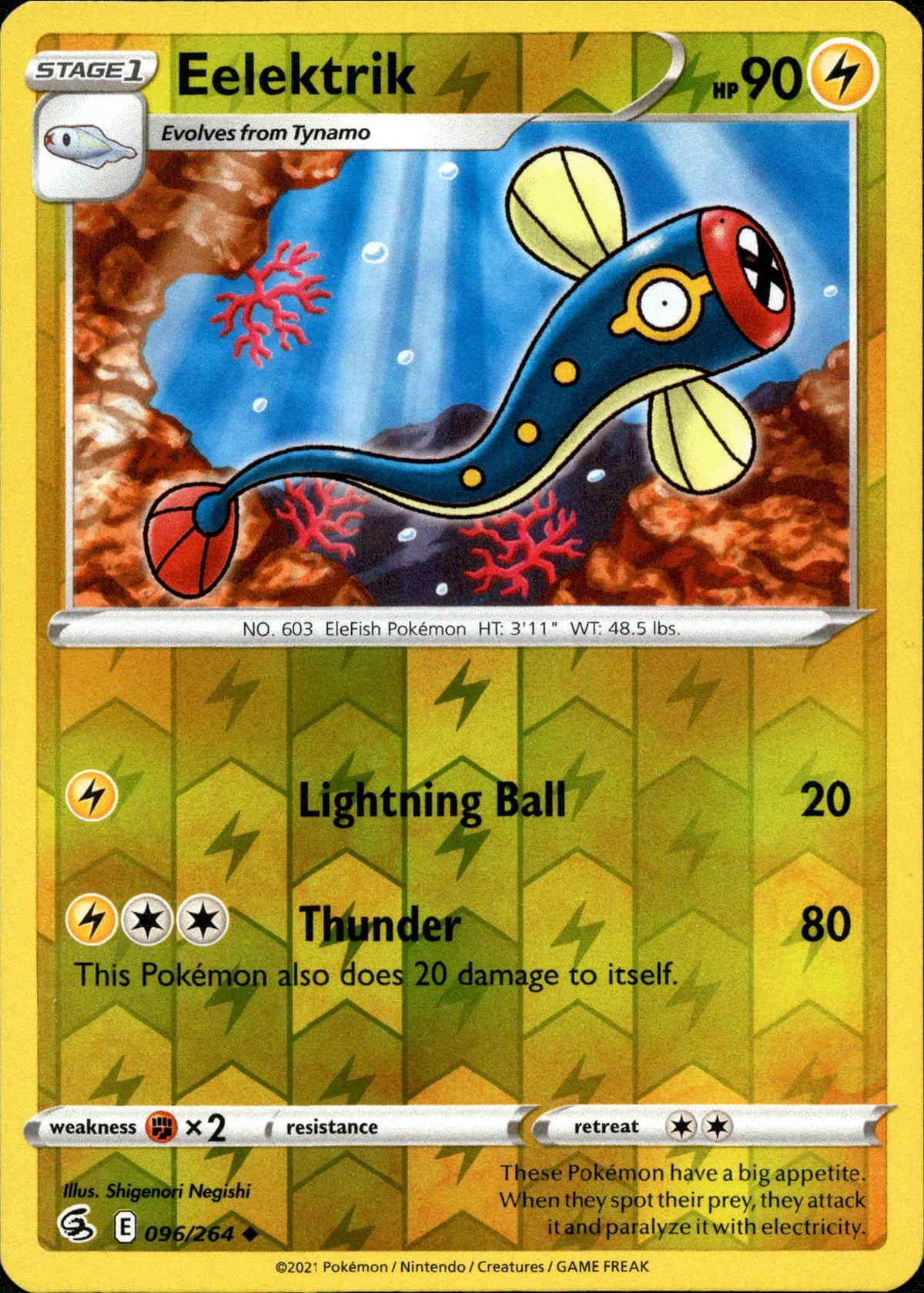 Eelektrik - 096/264 - Fusion Strike - Reverse Holo - Card Cavern