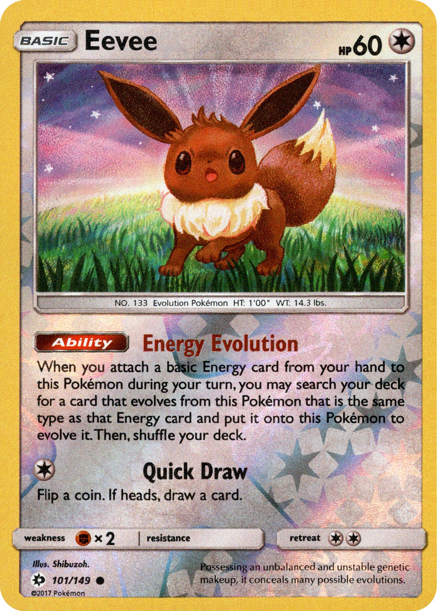 Eevee - 101/149 - Sun & Moon - Reverse Holo - Card Cavern
