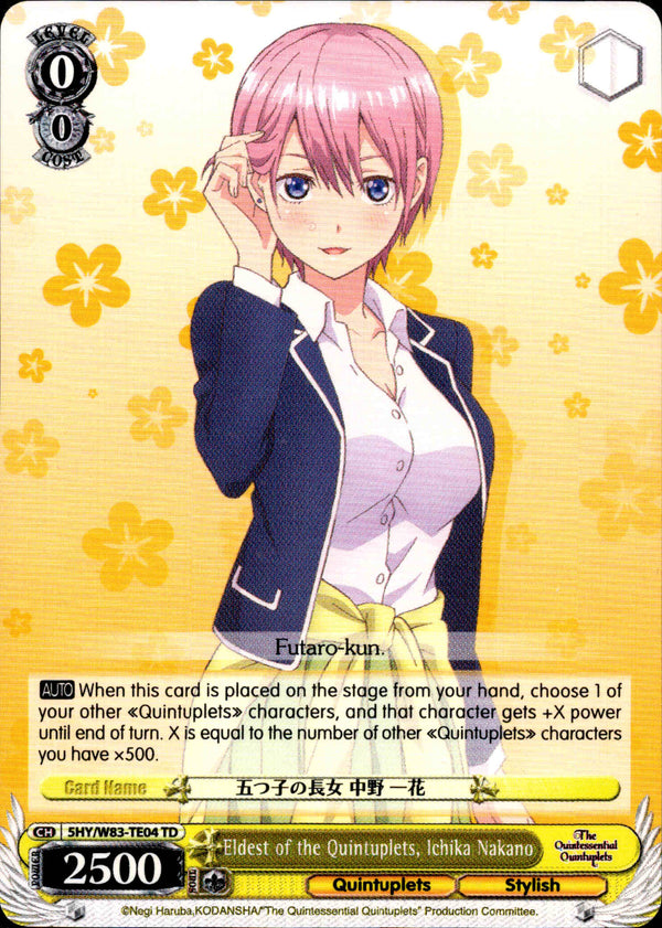 Eldest of the Quintuplets, Ichika Nakano - 5HY/W83-TE04 - The Quintessential Quintuplets - Card Cavern