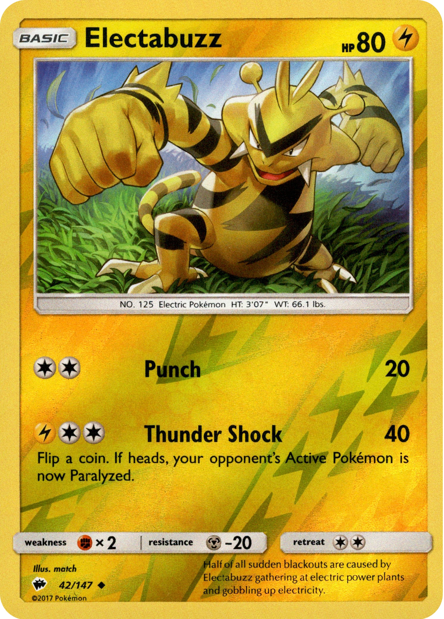 Electabuzz - 42/147 - Burning Shadows - Reverse Holo - Card Cavern