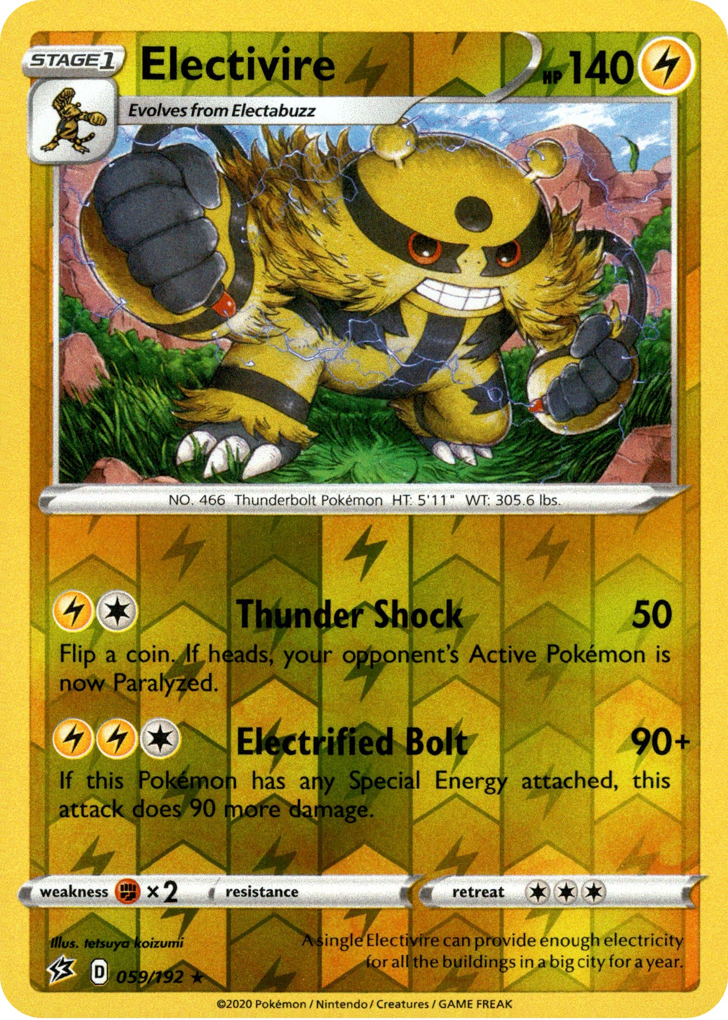 Electivire - 59/192 - Rebel Clash - Reverse Holo - Card Cavern