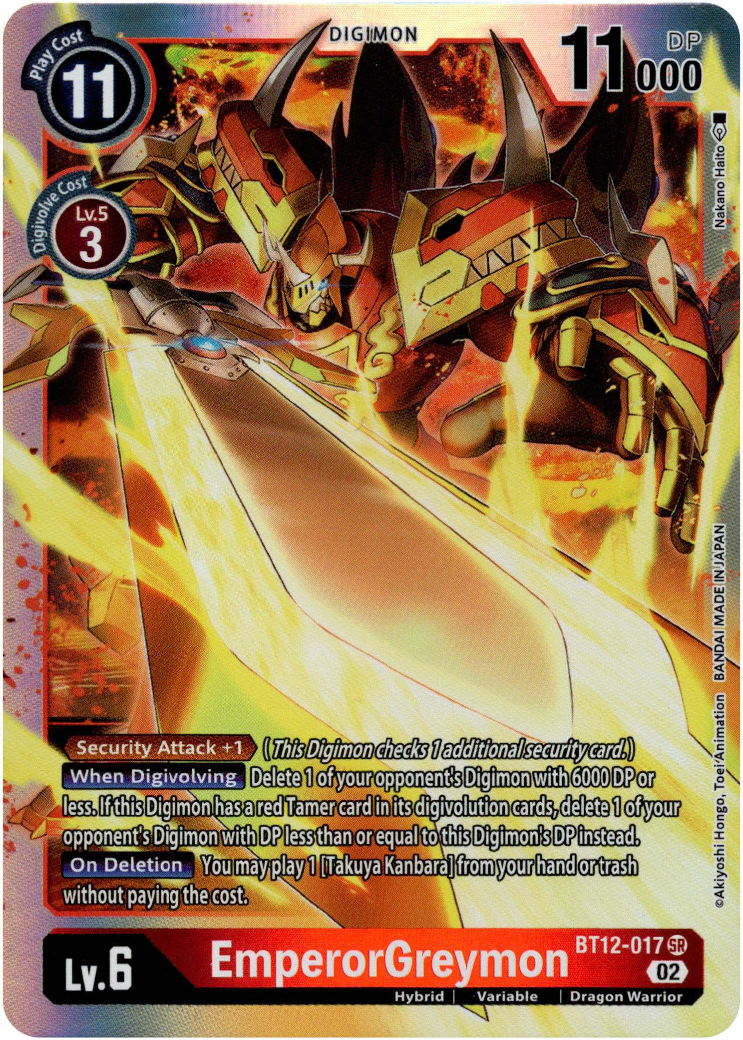 EmperorGreymon - BT12-017 SR - Across Time - Foil - Card Cavern