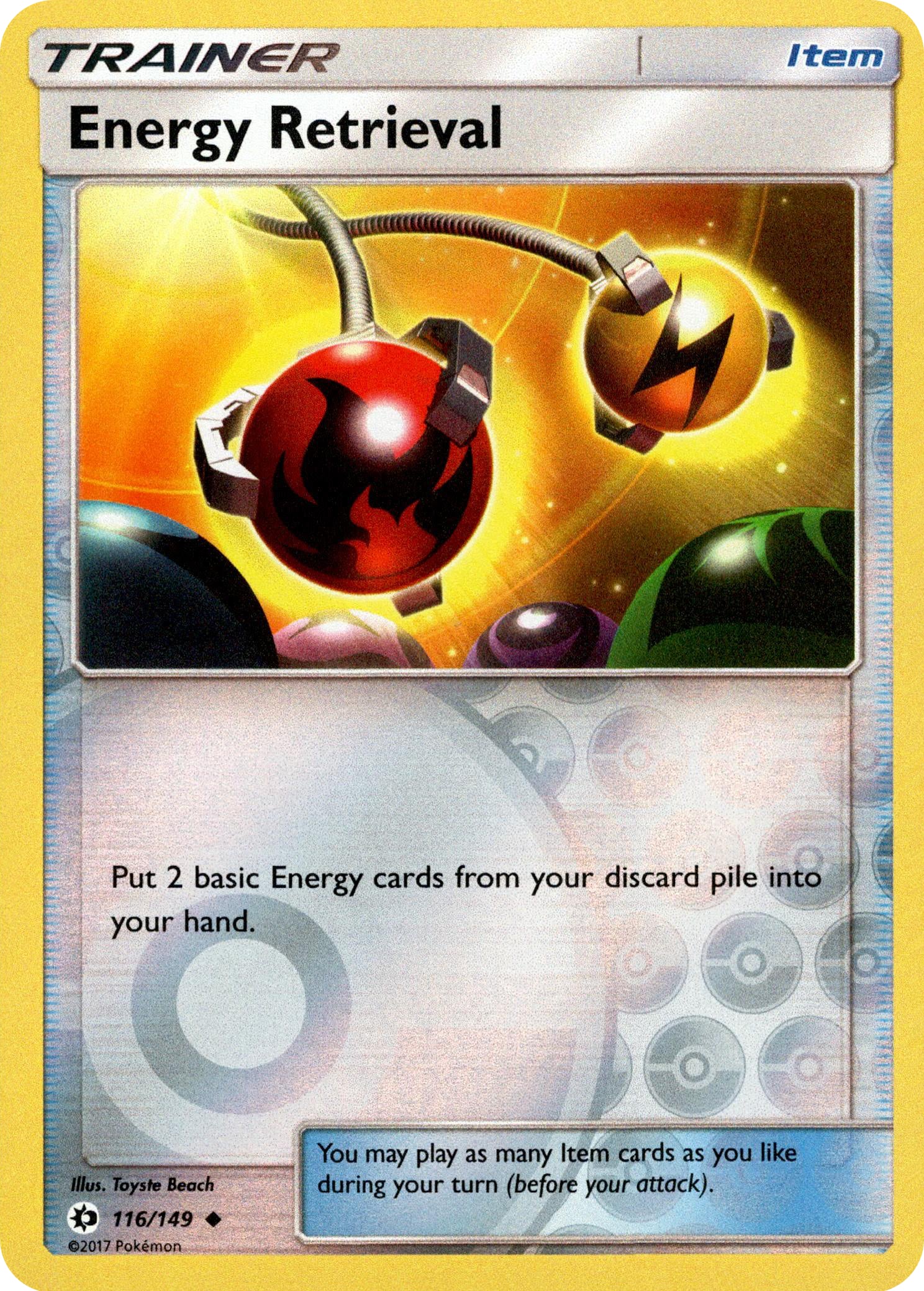 Energy Retrieval - 116/149 - Sun & Moon - Reverse Holo - Card Cavern