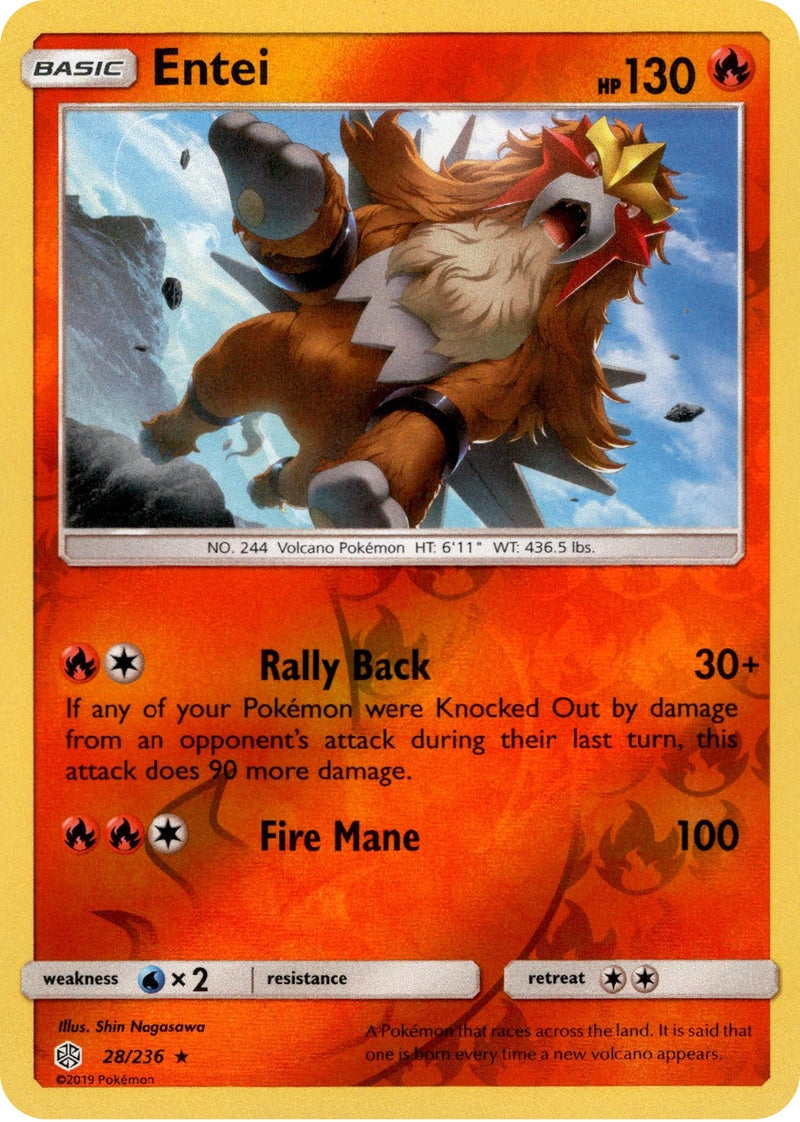 Entei - 28/236 - Cosmic Eclipse - Reverse Holo Card Cavern Trading Cards, LLC Entei - 28/236 - Cosmic Eclipse - Reverse Holo Card Cavern Trading Cards, LLC