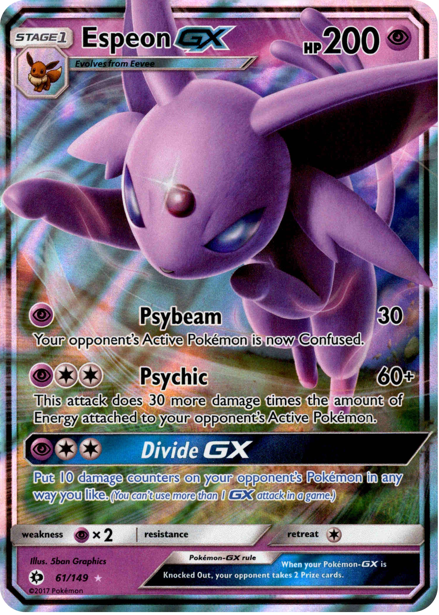 Espeon GX - 61/149 - Sun & Moon - Holo - Card Cavern