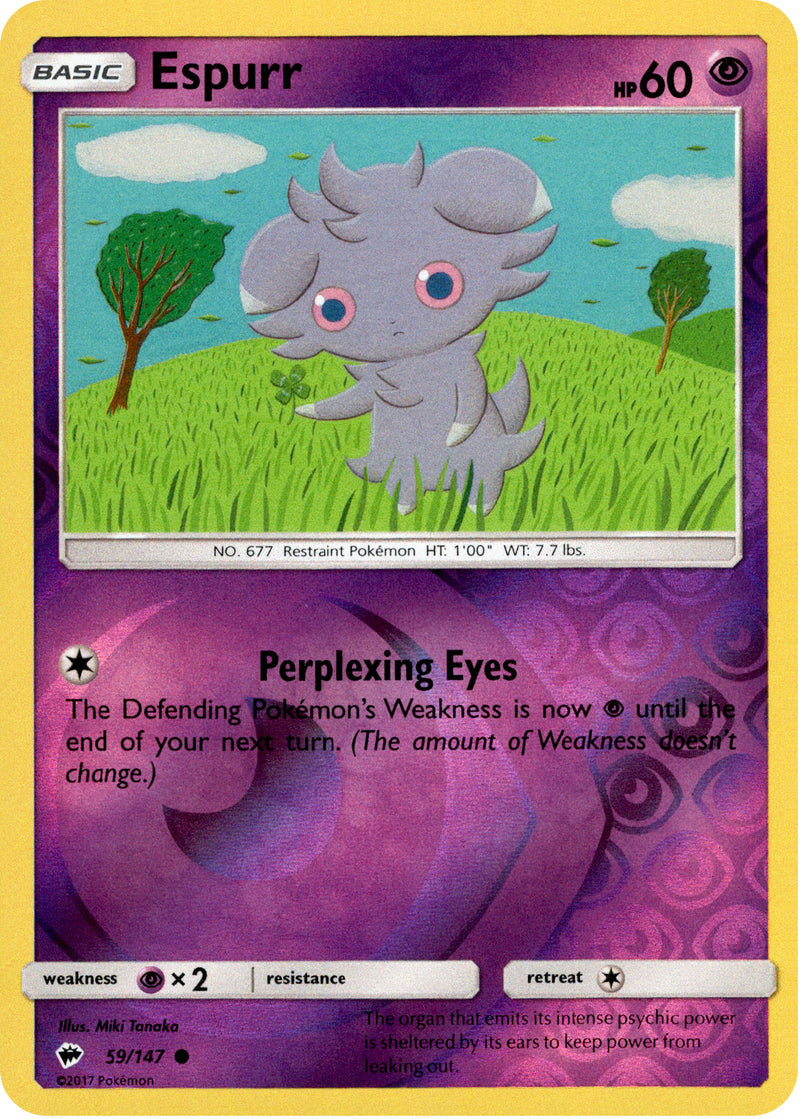 espurr pokemon card Espurr - 59/147 - Burning Shadows