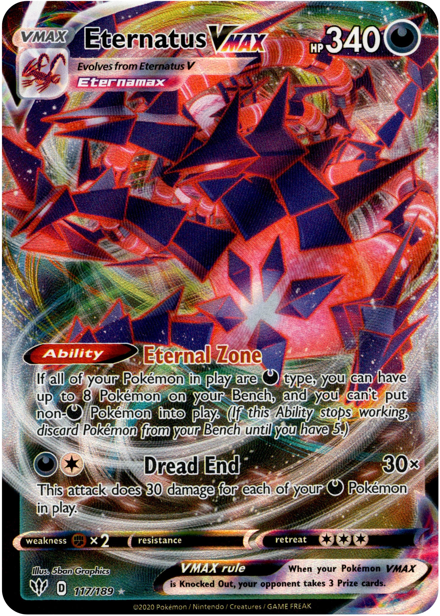 Eternatus VMAX - 117/189 - Darkness Ablaze - Holo - Card Cavern