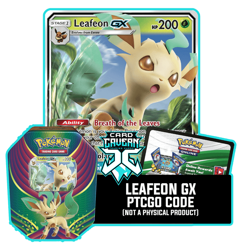 Evolution Celebration Tin: Leafeon GX - PTCGO Code Card Cavern Trading Cards, LLC Evolution Celebration Tin: Leafeon GX - PTCGO Code Card Cavern Trading Cards, LLC
