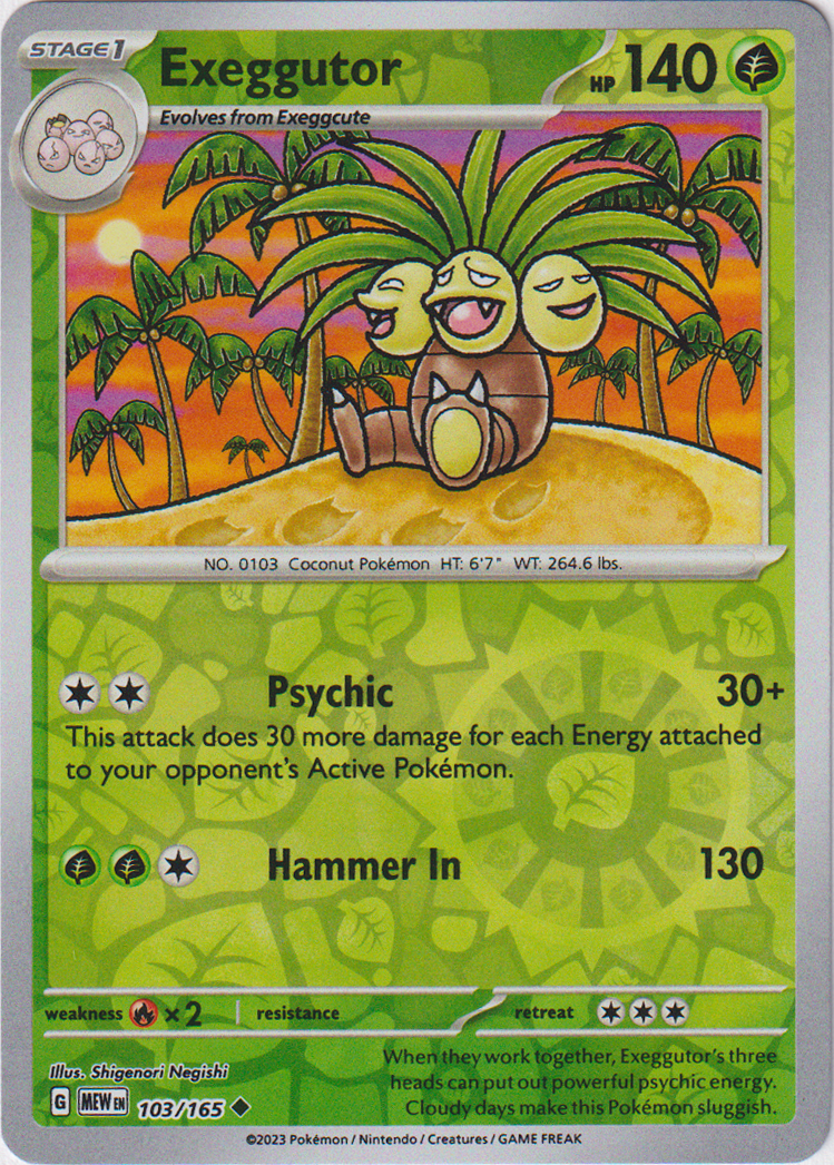 Exeggutor - 103/165 - Scarlet & Violet 151 - Reverse Holo – Card Cavern ...