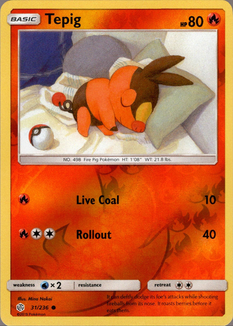 tepig pokemon card holographic Tepig - 31/236 - Cosmic Eclipse