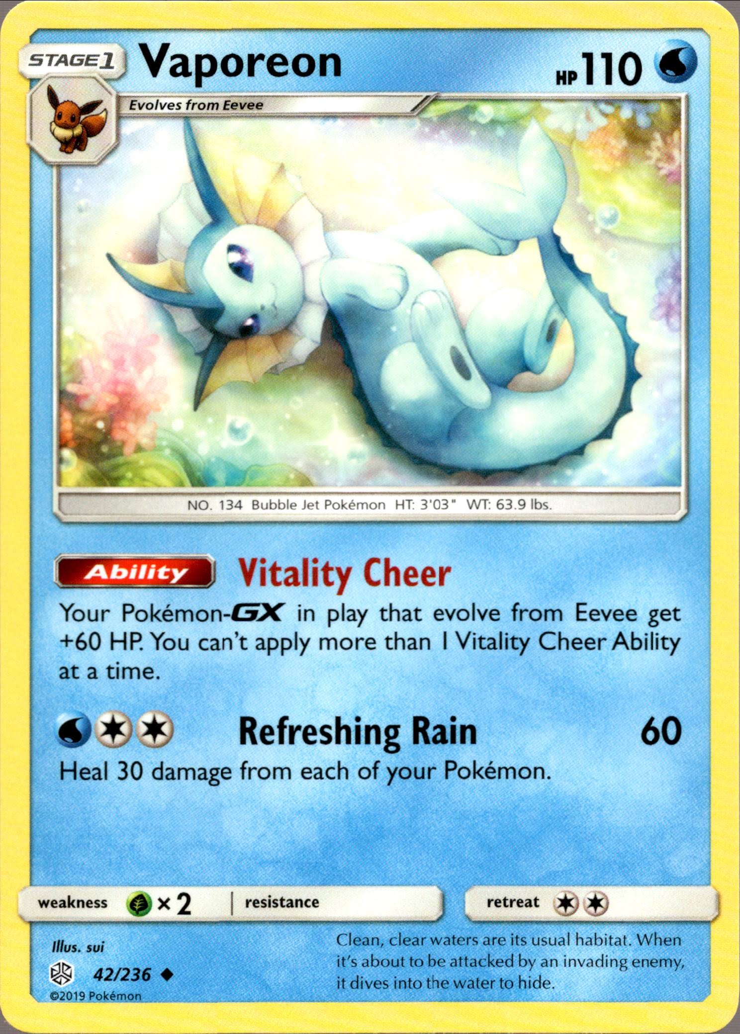 Vaporeon - 42/236 - Cosmic Eclipse - Card Cavern