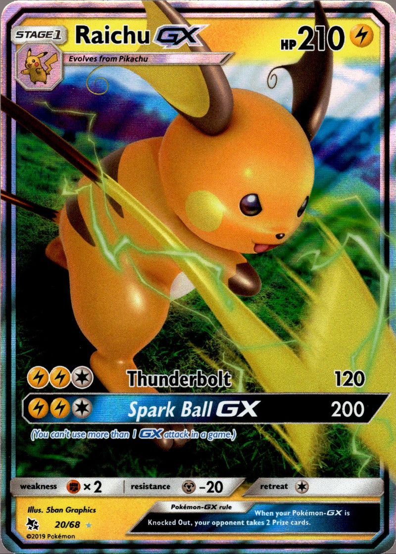 Pokemon Trading Card Game Hidden Fates Ultra Rare Holo Raichu GX #20