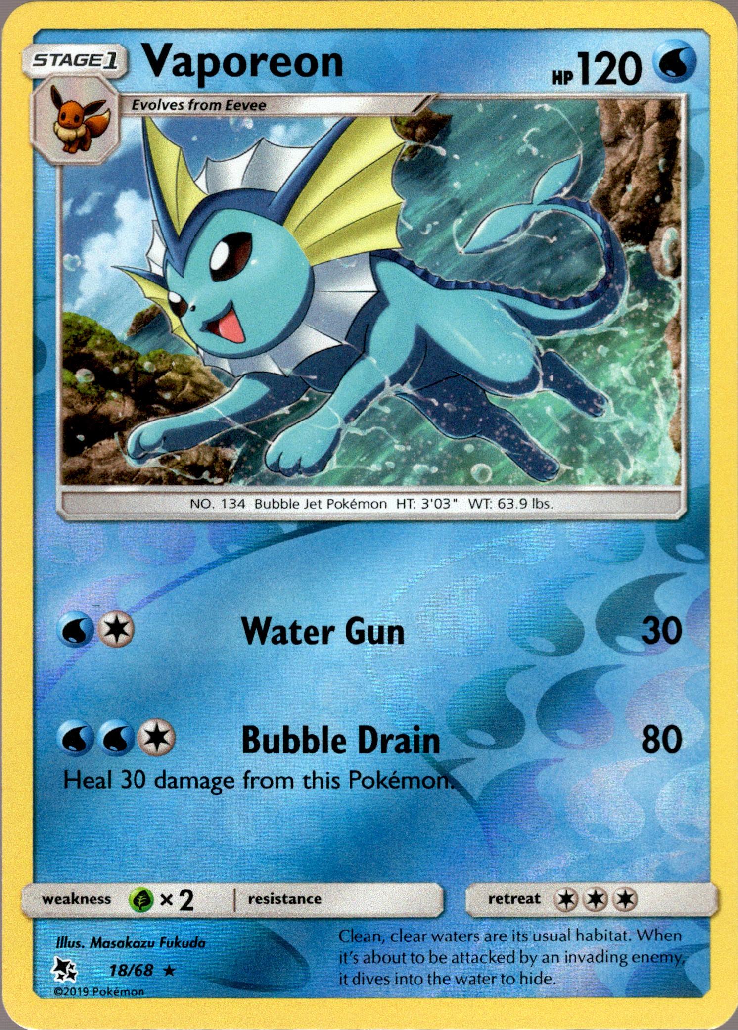 Vaporeon - 18/68 - Hidden Fates - Reverse Holo - Card Cavern