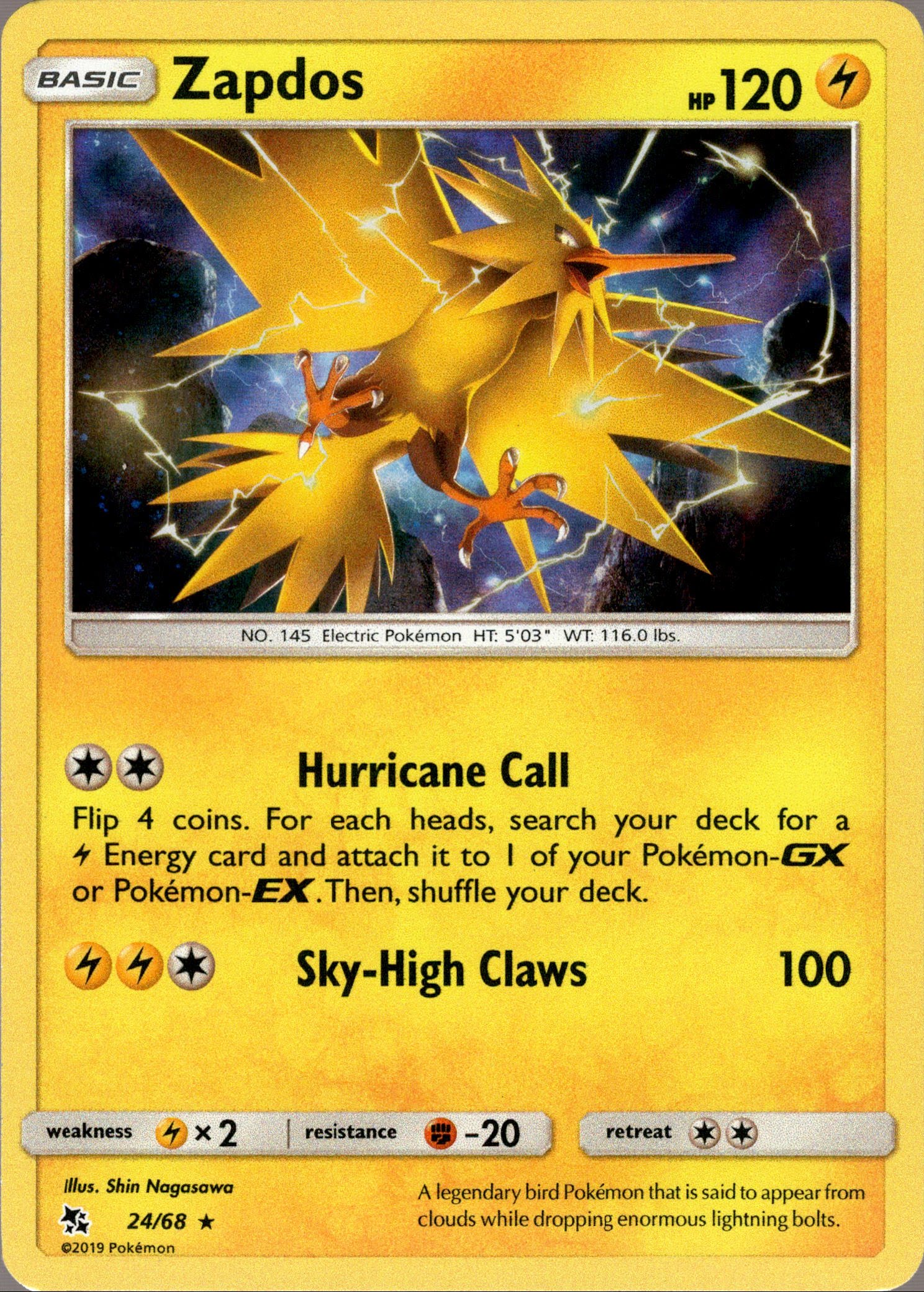 Zapdos - 24/68 - Hidden Fates - Holo - Card Cavern